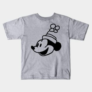 Steamboat Willie Portrait Smiley Cartoon Girl Mouse Kids T-Shirt